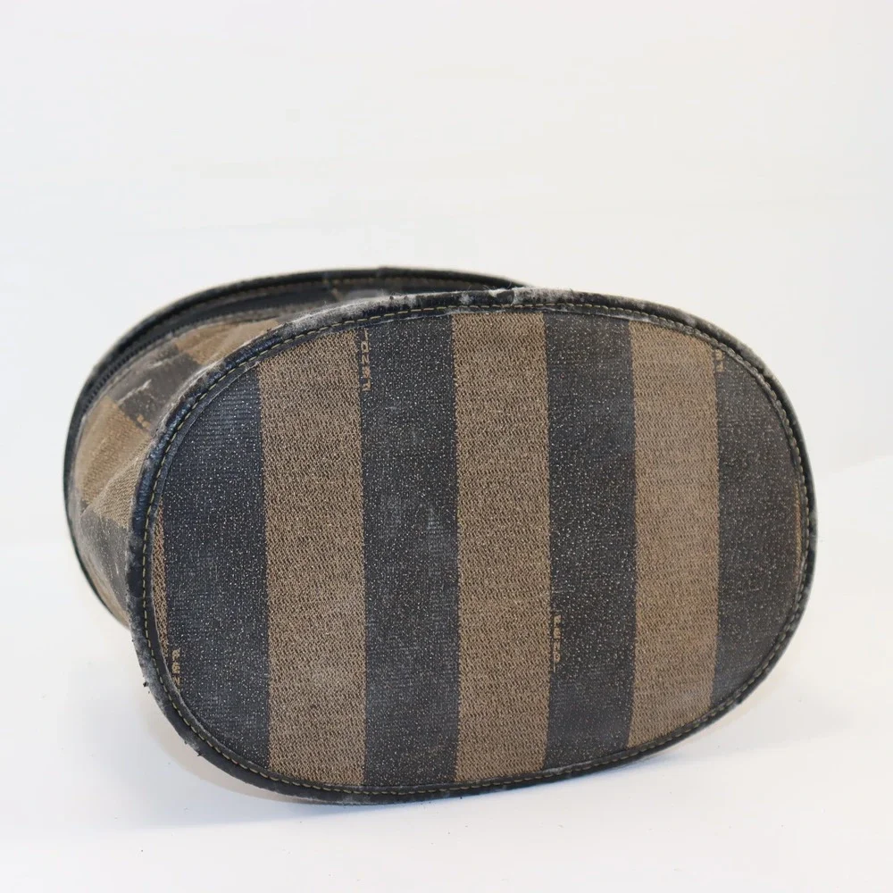 Fendi Vanity Case Womens OS Brown Pequin Stripe Vintage Project Bag‎ Luxury